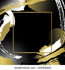 Frame  with vector golden and black patterns,modern graphic design