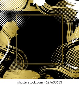 Frame  with vector golden and black patterns,modern graphic design