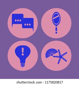 frame vector icons set. with speech clouds, attention sign bulb, shell starfish and hand mirror in set
