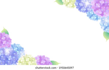Frame vector illustration of glitter hydrangea after rain (copy space)