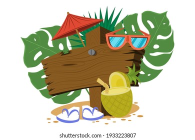Ilustración del vector de cuadro en el concepto de verano sobre fondo blanco