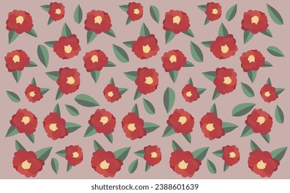 Frame of vector image of red camellia flower