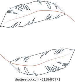Frame of vector leaves. Card with tropical leaves.