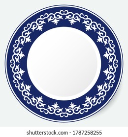 Frame of  vector ornamental elements with motifs of Kazakh, Kyrgyz, Uzbek, Tatar, Yakut, Turk. National Asian decor for borders, textile, plate, tile, and print design. Workpiece for your design
