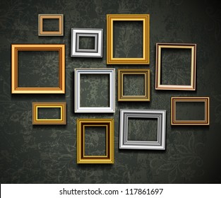 Frame vector. Photo or picture art on vintage wall