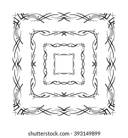 Frame vector set hand drawn icons illustration black and white, decorative borders collection.