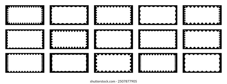 Frame vector set squiggle style black color