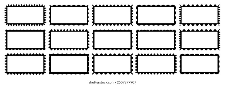 Frame vector set squiggle style black color