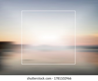 Frame vector, sunset vector, gradient  background with frame design for advertising. Summer travel concept. Empty white frame, copy free space for text, summer background, border vector