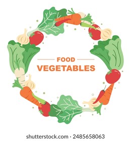 Frame of vegetables, Vegetables design banner. Fresh vegetables. Organic Food.