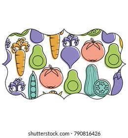 frame with vegetables pattern background