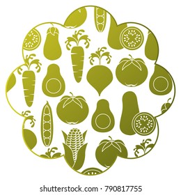 frame with vegetables pattern background