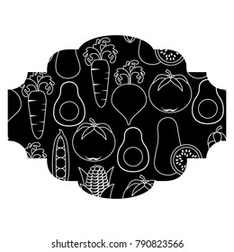 frame with vegetables pattern background