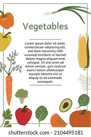 Frame with vegetables. Vector illustration.