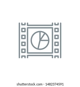 frame video infographics outline flat icon. Single high quality outline logo symbol for web design or mobile app. Thin line video data information logo. Gray icon isolated on white background
