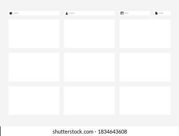 Frame Video Motion Plan Production Script Template for Animation. Vector ready to print.