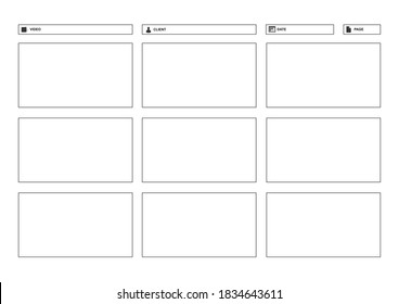 Frame Video Motion Plan Production Script Template for Animation. Vector ready to print.