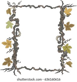 Frame with vine. Design element isolated on white background. Vector.