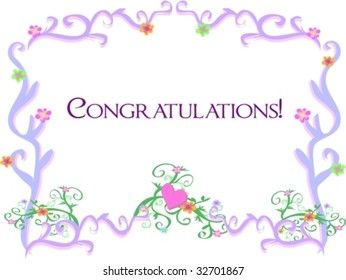 Frame of Vines with a Congratulations Greeting Vector