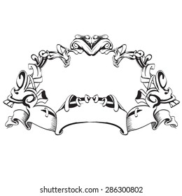 frame vintage baroque flowers vector