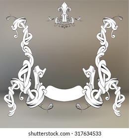 frame vintage baroque flowers vector