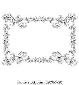 frame vintage baroque flowers vector, decor elements isolated