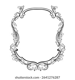 frame vintage border with floral ornament engraving illustration art
