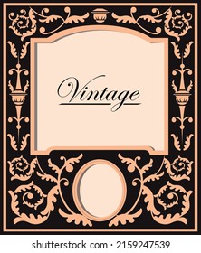 Frame vintage brown. Vector art illustration