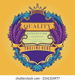 Frame vintage label flourish ornament vector illustrations for your work logo, merchandise t-shirt, stickers and label designs, poster, greeting cards advertising business company or brands