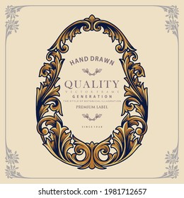 Frame Vintage Ornament Hand Drawn Vector illustrations for your work Logo, mascot merchandise t-shirt, stickers and Label designs, poster, greeting cards advertising business company or brands.