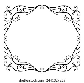 Frame vintage, ornamental, decoration,tendrils,swirls,greeting card,invitation, retro style, vector hand drawn illustration isolated on white