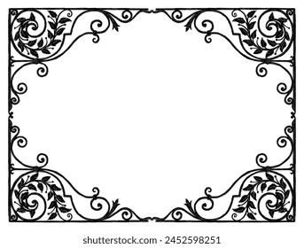 Frame vintage ornamental, decoration,tendrils,twigs,leaves,greeting card,invitation,retro style, vector hand drawn illustration isolated on white