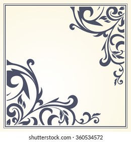 Frame with vintage pattern.Background with floral design. 