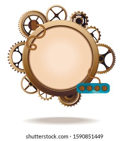 Frame vintage, steampunk mechanical cogs, gears or menu invitation