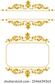 Frame Vintage Vectors  Illustrations, Royal Golden Ornamental Shape Design for Timeless Invitations Greeting Cards  