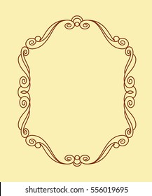 Frame .Vintage vector.Well built for easy editing . Brown on beige.Vector illustration.