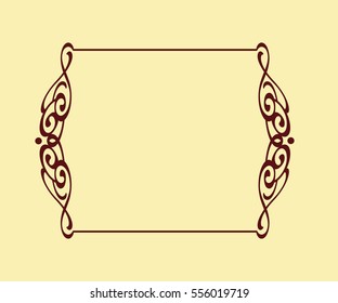 Frame .Vintage vector.Well built for easy editing . Brown on beige.Vector illustration.