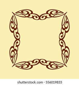 Frame .Vintage vector.Well built for easy editing . Brown on beige.Vector illustration.