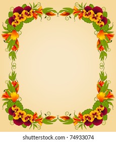 Frame from Violets on background. Vector