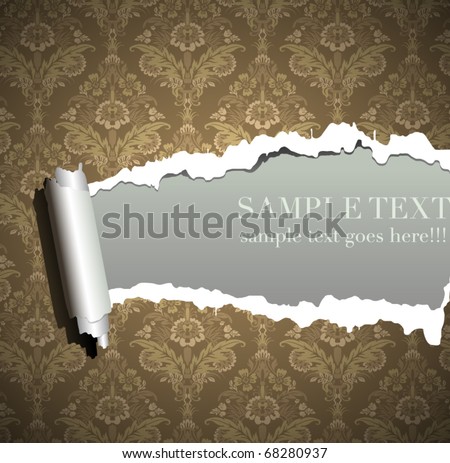 Frame wallpaper torn, vintage baroque background