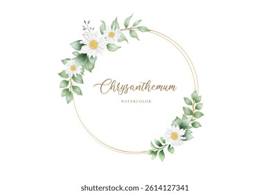 Frame watercolor flower chrysantemum wreath