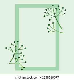 Frame with watercolor hand drawn plants, vector