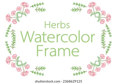 Frame with watercolor herbs. Vector illustration.