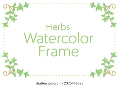 Frame with watercolor herbs. Vector illustration.