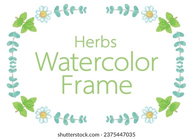 Frame with watercolor herbs. Vector illustration.