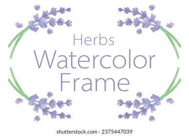 Frame with watercolor herbs. Vector illustration.