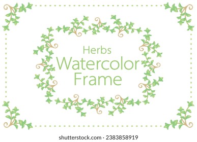 Frame with watercolor herbs. Vector illustration.
