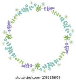 Frame with watercolor herbs. Vector illustration.