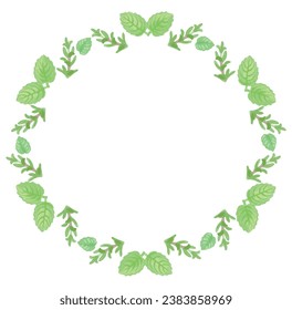 Frame with watercolor herbs. Vector illustration.