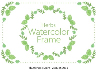 Frame with watercolor herbs. Vector illustration.